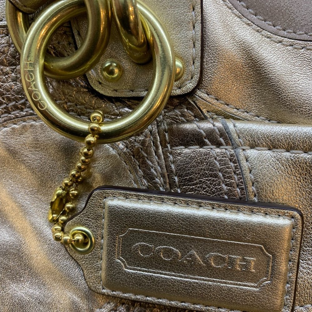Coach Gold Inlaid Op Art Handbag 14833 Tote Crossbody - Picture 9 of 16
